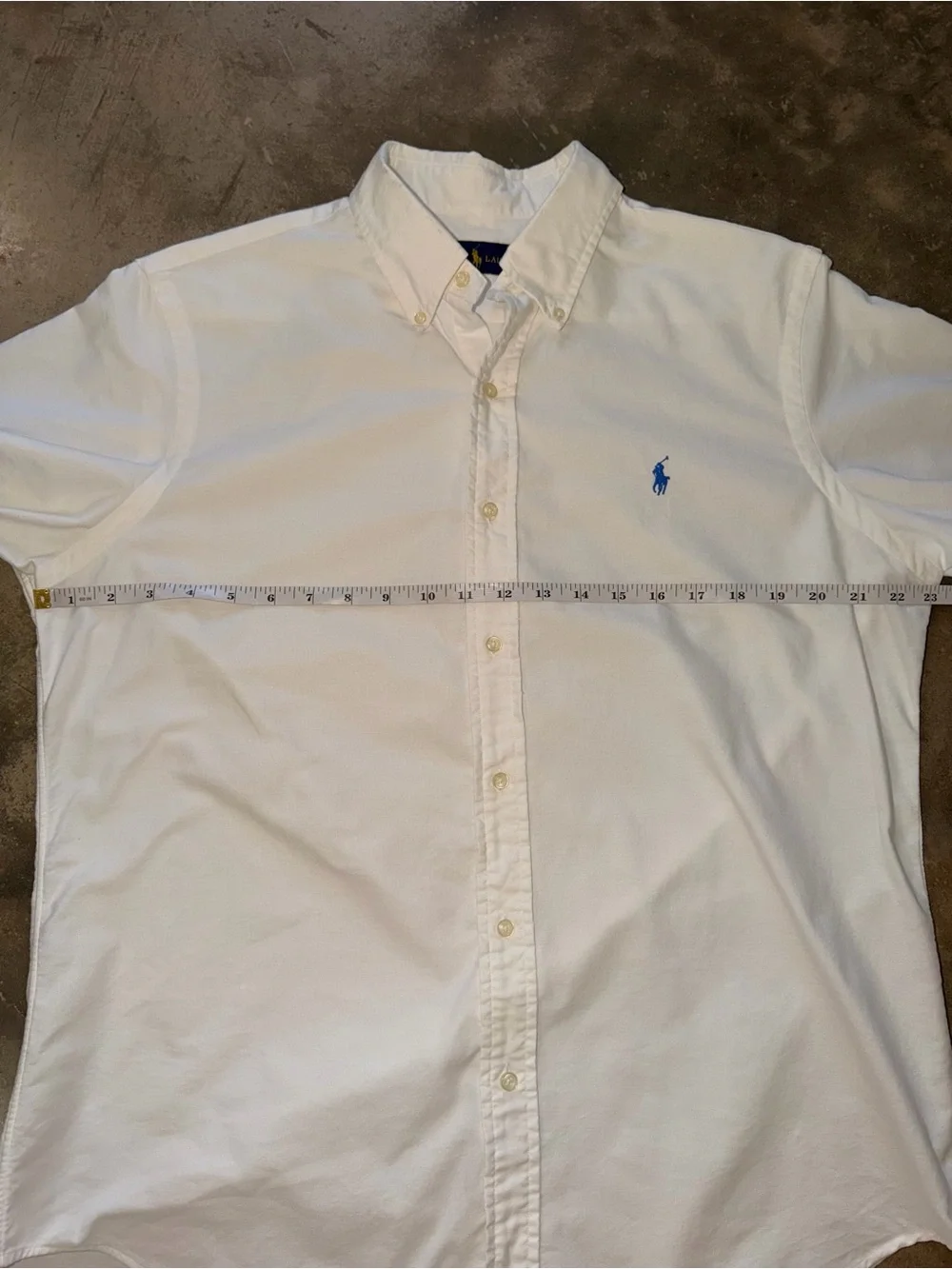 Polo Ralph Lauren White Oxford Button Down Shirt Blue Logo Men’s Large Cotton